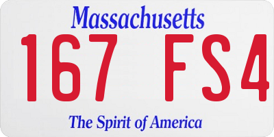 MA license plate 167FS4