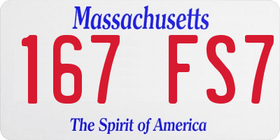 MA license plate 167FS7