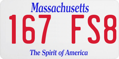 MA license plate 167FS8