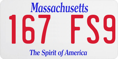 MA license plate 167FS9