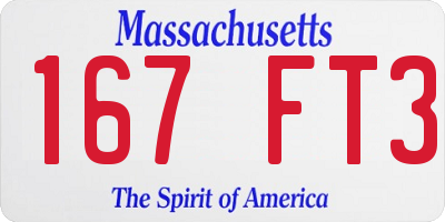MA license plate 167FT3