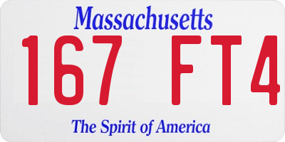 MA license plate 167FT4