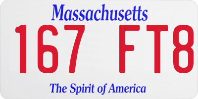 MA license plate 167FT8