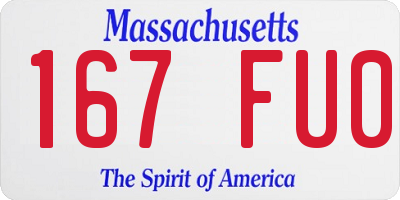 MA license plate 167FU0