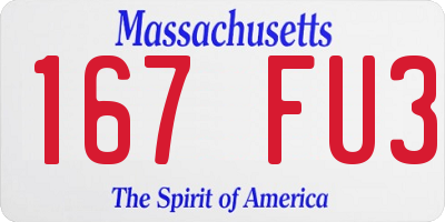 MA license plate 167FU3
