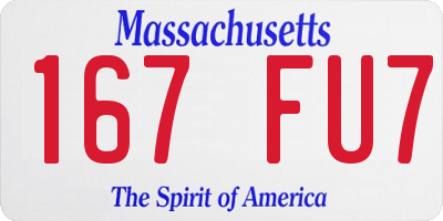 MA license plate 167FU7
