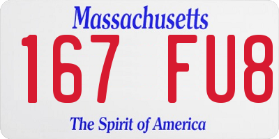 MA license plate 167FU8