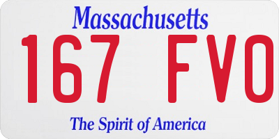 MA license plate 167FV0