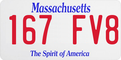 MA license plate 167FV8