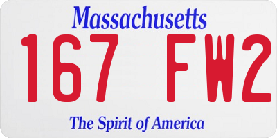 MA license plate 167FW2