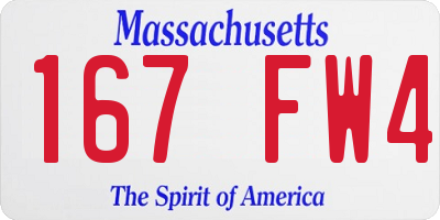 MA license plate 167FW4