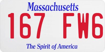 MA license plate 167FW6