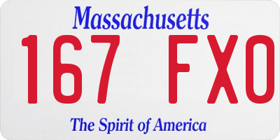 MA license plate 167FX0