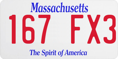 MA license plate 167FX3