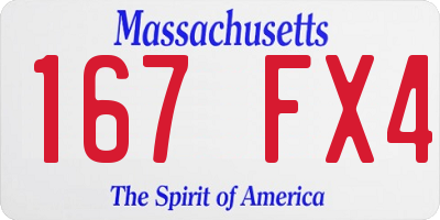 MA license plate 167FX4