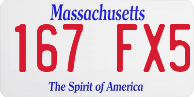 MA license plate 167FX5