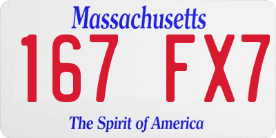 MA license plate 167FX7