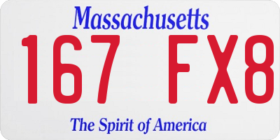 MA license plate 167FX8