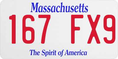 MA license plate 167FX9