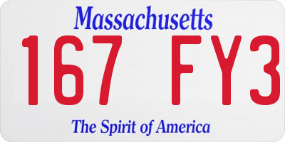 MA license plate 167FY3