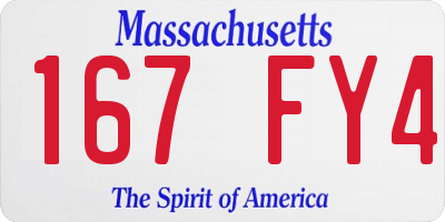 MA license plate 167FY4