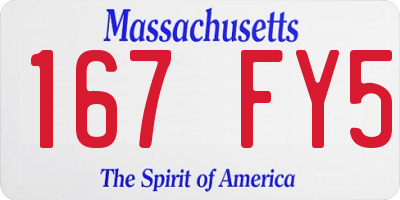 MA license plate 167FY5