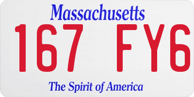 MA license plate 167FY6