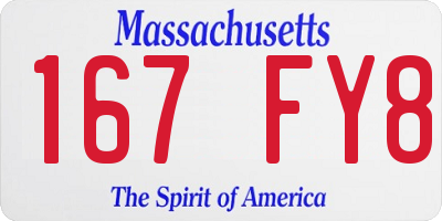 MA license plate 167FY8