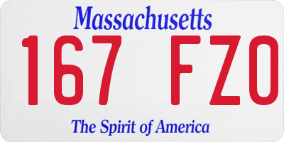 MA license plate 167FZ0