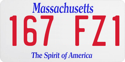 MA license plate 167FZ1