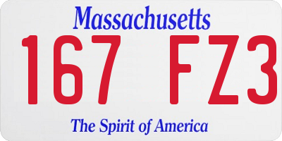 MA license plate 167FZ3