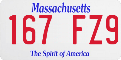 MA license plate 167FZ9