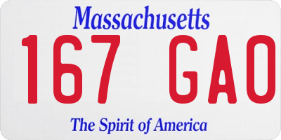 MA license plate 167GA0