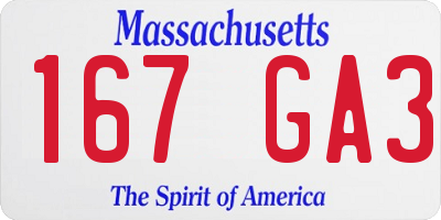 MA license plate 167GA3