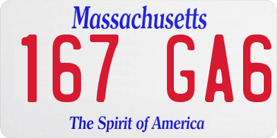 MA license plate 167GA6