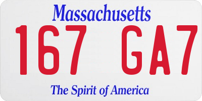 MA license plate 167GA7