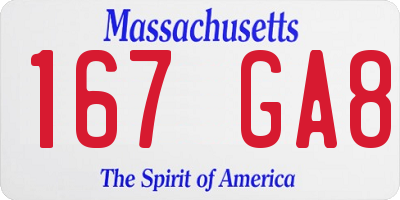 MA license plate 167GA8