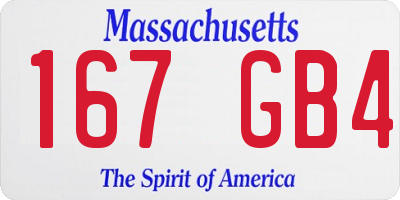 MA license plate 167GB4