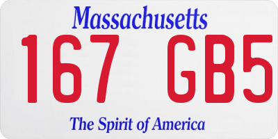 MA license plate 167GB5
