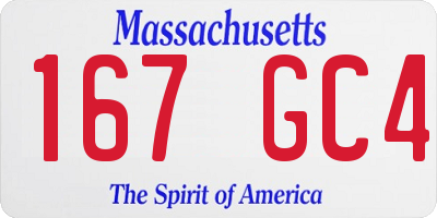 MA license plate 167GC4