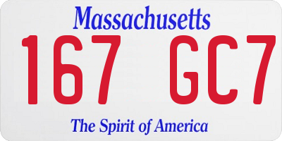 MA license plate 167GC7
