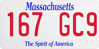 MA license plate 167GC9