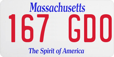 MA license plate 167GD0