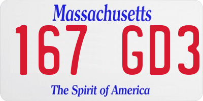 MA license plate 167GD3