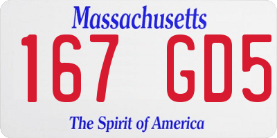 MA license plate 167GD5