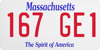 MA license plate 167GE1