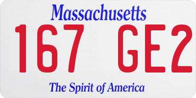 MA license plate 167GE2
