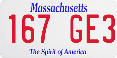 MA license plate 167GE3