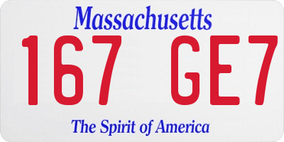 MA license plate 167GE7