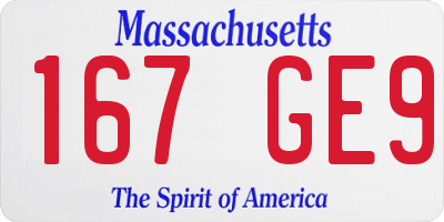 MA license plate 167GE9